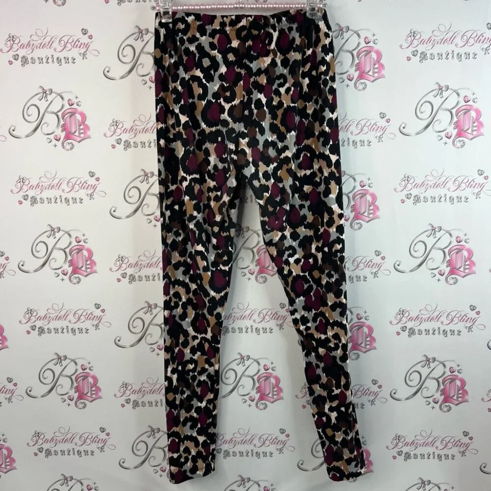 Sweetlegs cheetah leopard print stretchy Print red grey black tights Leggings